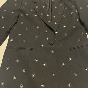 VINTAGE FOCUS 2000 BLACK W/RHINESTONES LONG SLEEVE LINED BLAZER SZ 6